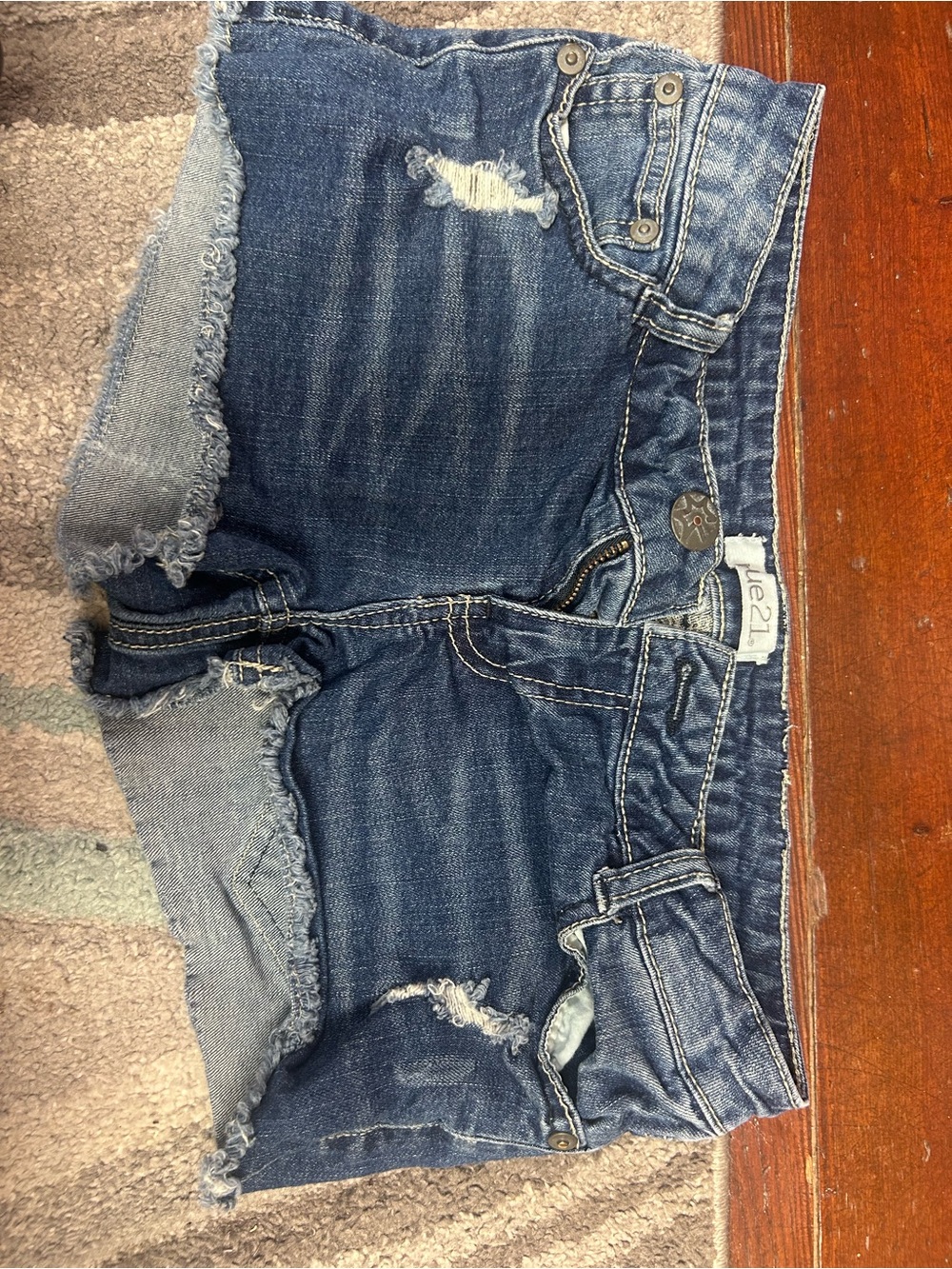 Rue21 Dark Blue Distressed Denim Jean Shorts
